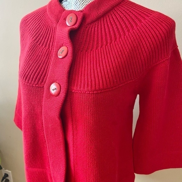 bandolino Chunky Knit Button Cardigan in Ruby Red | Small | EUC - Picture 3 of 10